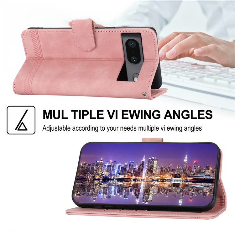 DIERFENG for Google Pixel 7 5G Shockproof Phone Case DF-03 Flip Leather Cell Phone Cover Stand Wallet - Pink