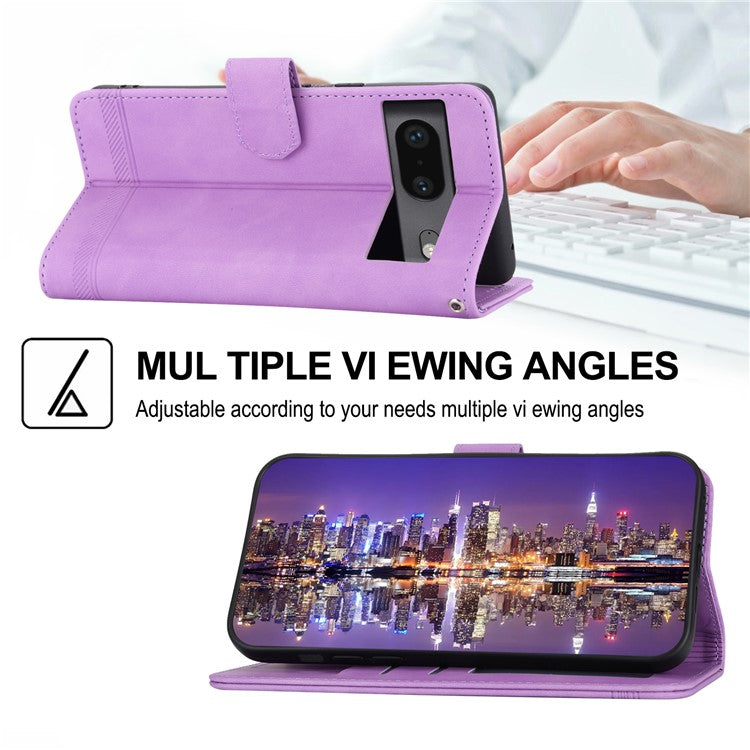 DIERFENG for Google Pixel 7 5G Shockproof Phone Case DF-03 Flip Leather Cell Phone Cover Stand Wallet - Purple