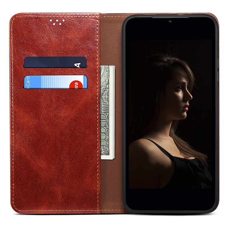 Phone Leather Case for OnePlus 11R 5G / Ace 2 5G , Waxy Crazy Horse Texture Stand Wallet Cell Phone Cover - Brown
