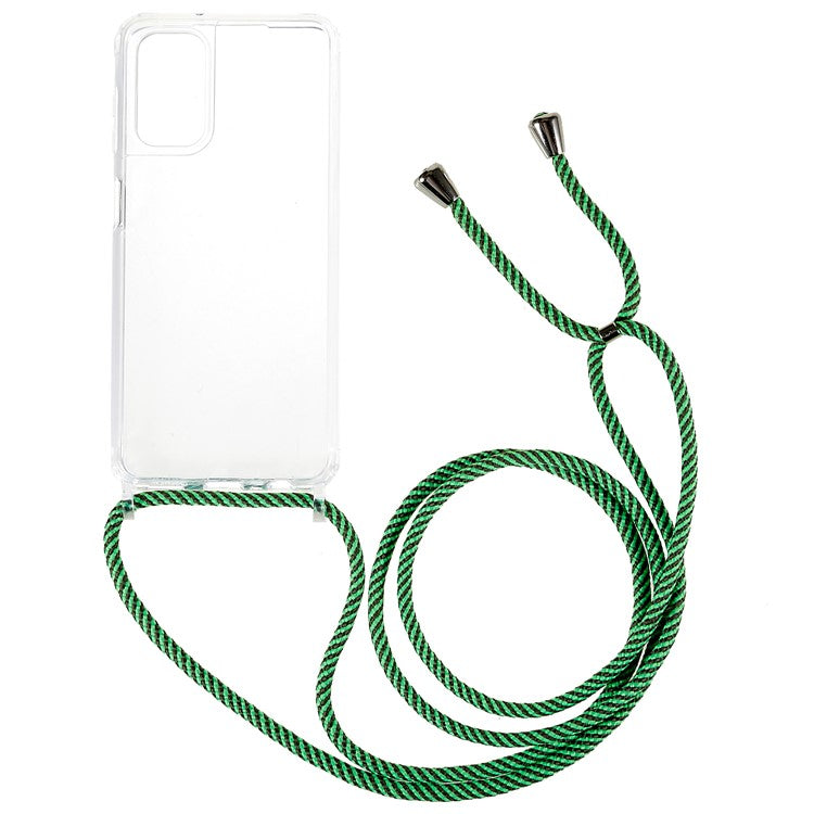 For Samsung Galaxy A04s 4G (164.7 x 76.7 x 9.1 mm Phone Case Clear Acrylic + TPU Bumper Protective Cover with Lanyard - Green