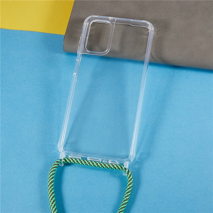 For Samsung Galaxy A04s 4G (164.7 x 76.7 x 9.1 mm Phone Case Clear Acrylic + TPU Bumper Protective Cover with Lanyard - Green