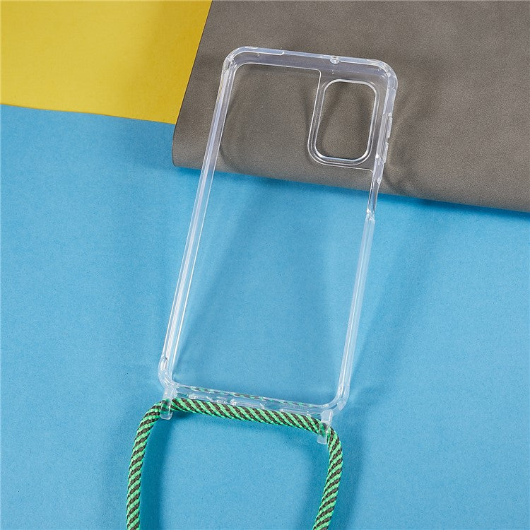 For Samsung Galaxy A04s 4G (164.7 x 76.7 x 9.1 mm Phone Case Clear Acrylic + TPU Bumper Protective Cover with Lanyard - Green