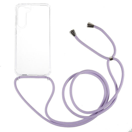 For Samsung Galaxy S23+ Clear Phone Case Long Lanyard TPU+Acrylic Protective Cover - Purple