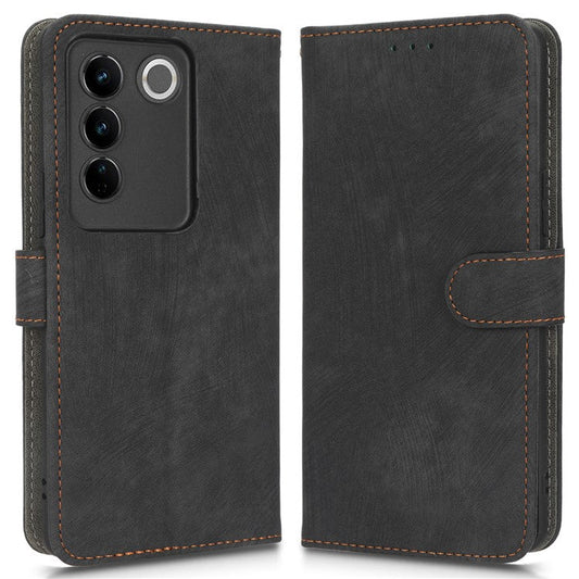 Phone Cover For vivo S16 / S16 Pro / V27 / V27 Pro RFID Blocking Flip Leather Wallet Case with Stand Anti-fall Phone Shell - Black