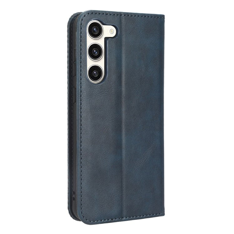 Phone Cover for Samsung Galaxy S23+, Retro Texture Flip Leather Wallet Case Protective Phone Cover - Blue