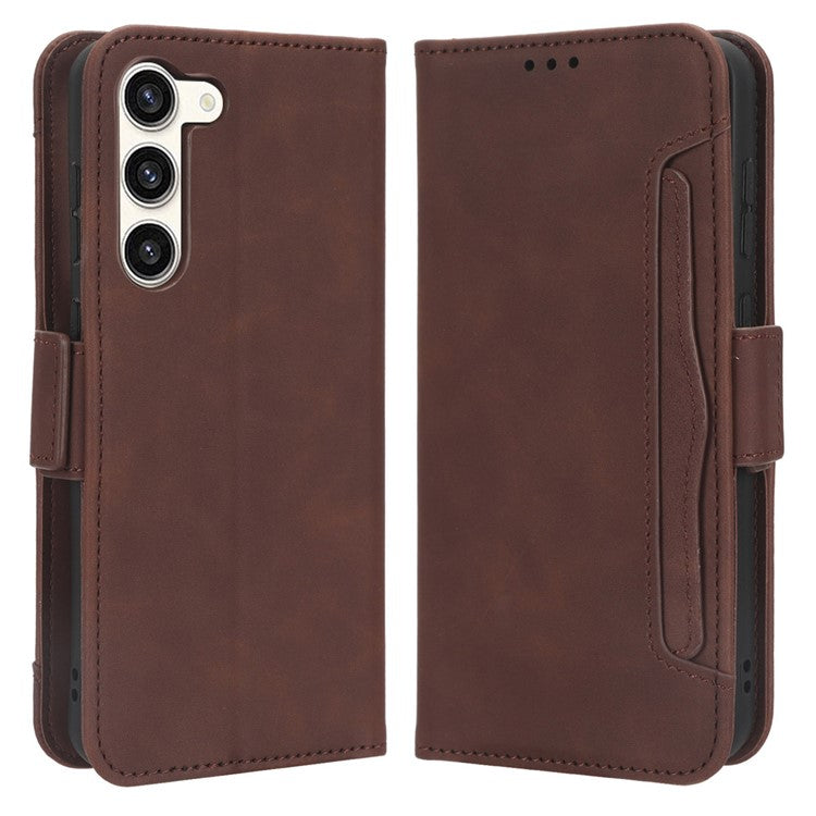 Wallet Flip Cover for Samsung Galaxy S23+, PU Leather Phone Case Multiple Card Slots Stand Shell - Brown