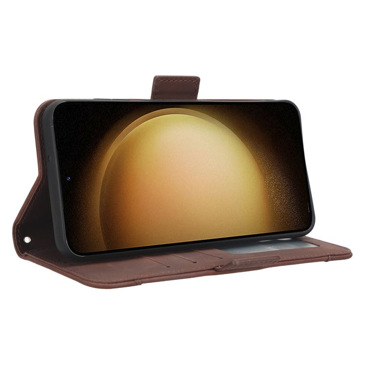 Wallet Flip Cover for Samsung Galaxy S23+, PU Leather Phone Case Multiple Card Slots Stand Shell - Brown