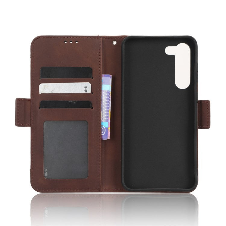Wallet Flip Cover for Samsung Galaxy S23+, PU Leather Phone Case Multiple Card Slots Stand Shell - Brown