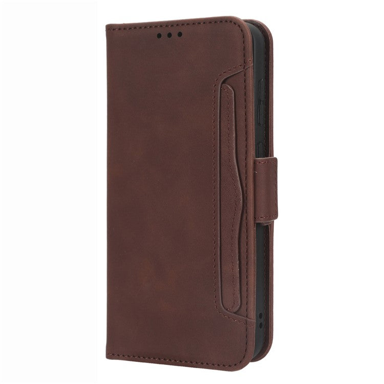 Wallet Flip Cover for Samsung Galaxy S23+, PU Leather Phone Case Multiple Card Slots Stand Shell - Brown