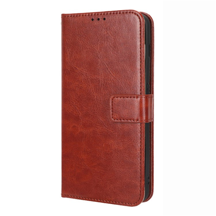 Anti-fall Leather Phone Cover for OnePlus 11 5G, Crazy Horse Texture Protective Phone Case Stand Wallet with Strap - Brown