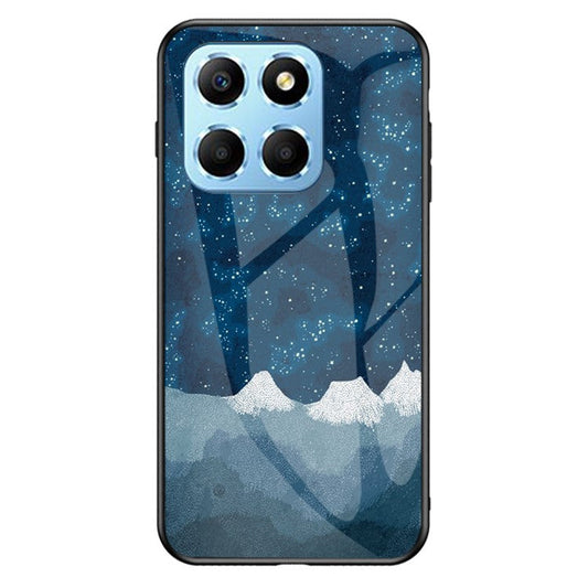 For Honor X8 5G Air-bag Anti-fall Phone Case Starry Sky Pattern Tempered Glass+PC+TPU Back Cover - Scattering Starry