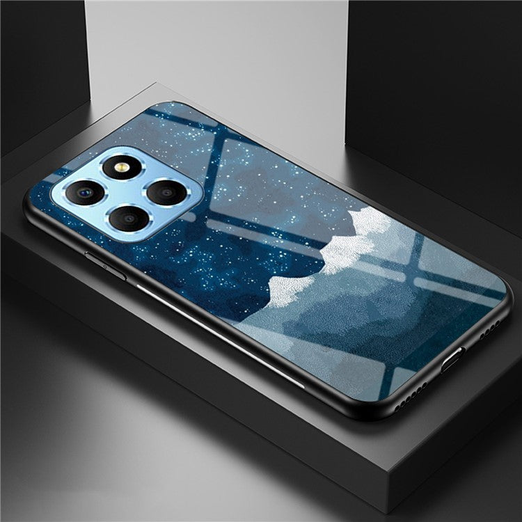 For Honor X8 5G Air-bag Anti-fall Phone Case Starry Sky Pattern Tempered Glass+PC+TPU Back Cover - Scattering Starry