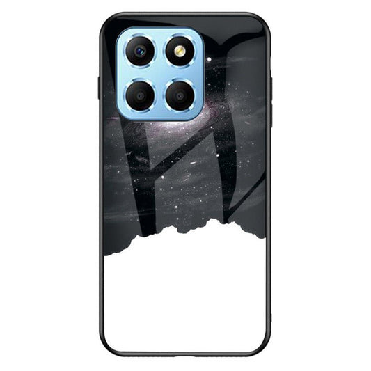 For Honor X8 5G Air-bag Anti-fall Phone Case Starry Sky Pattern Tempered Glass+PC+TPU Back Cover - Cosmic Starry Sky