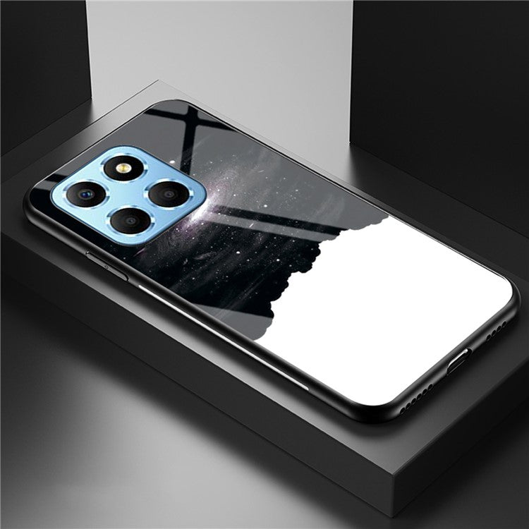 For Honor X8 5G Air-bag Anti-fall Phone Case Starry Sky Pattern Tempered Glass+PC+TPU Back Cover - Cosmic Starry Sky