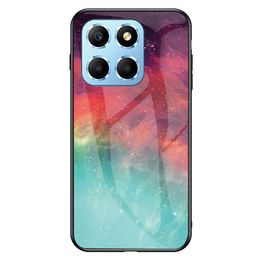 For Honor X8 5G Air-bag Anti-fall Phone Case Starry Sky Pattern Tempered Glass+PC+TPU Back Cover - Color Starry Sky
