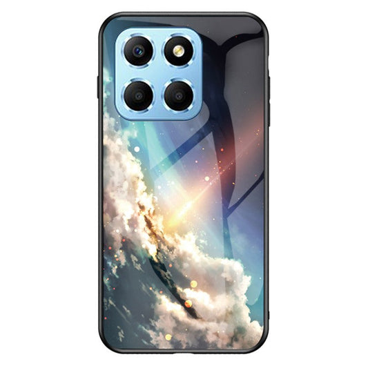 For Honor X8 5G Air-bag Anti-fall Phone Case Starry Sky Pattern Tempered Glass+PC+TPU Back Cover - Bright Starry Sky