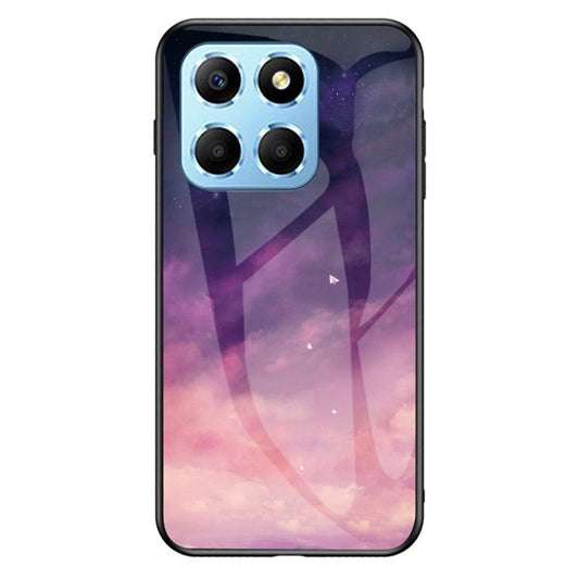 For Honor X8 5G Air-bag Anti-fall Phone Case Starry Sky Pattern Tempered Glass+PC+TPU Back Cover - Dream Starry Sky