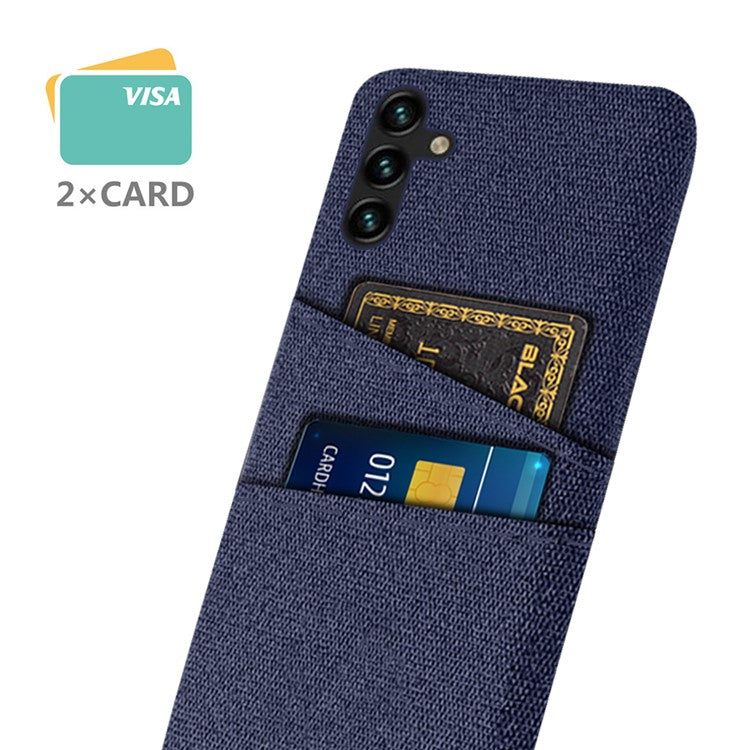 Mobile Phone Case For Samsung Galaxy A34 5G, Cloth Texture Scratch-resistant Phone Back Cover Card Holder - Blue