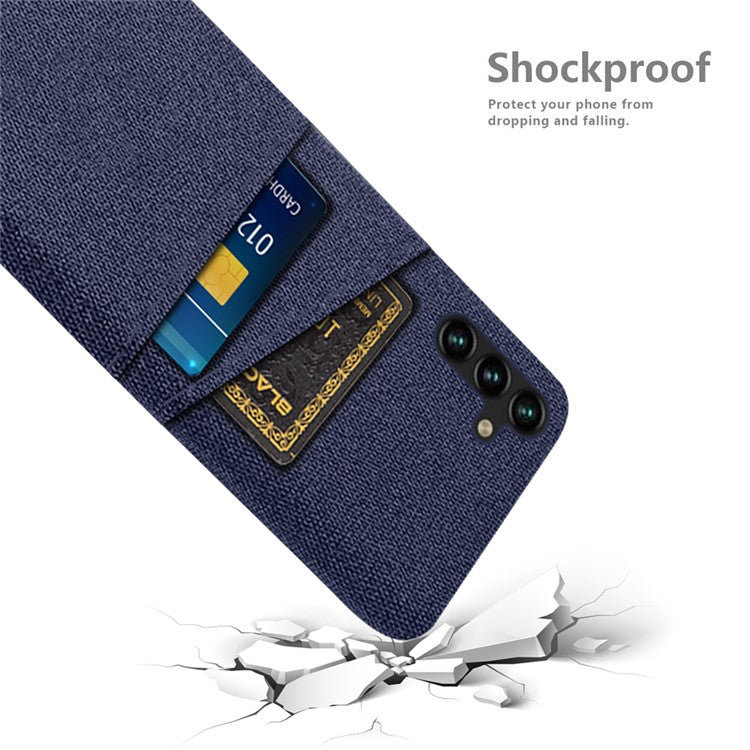 Mobile Phone Case For Samsung Galaxy A34 5G, Cloth Texture Scratch-resistant Phone Back Cover Card Holder - Blue