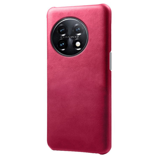Anti-scratch Phone Cover for OnePlus 11 5G, PU Leather Coated PC Calf Textured Shockproof Mobile Phone Case - Rose
