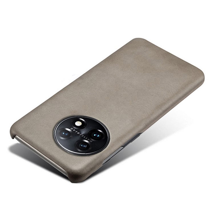 Anti-scratch Phone Cover for OnePlus 11 5G, PU Leather Coated PC Calf Textured Shockproof Mobile Phone Case - Grey