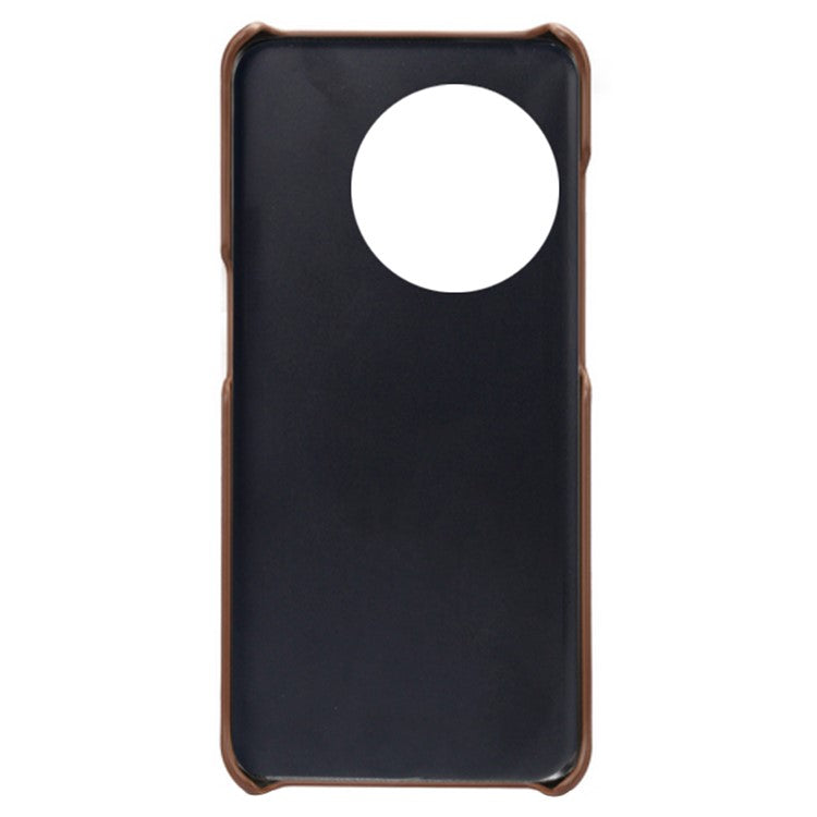 Anti-scratch Phone Cover for OnePlus 11 5G, PU Leather Coated PC Calf Textured Shockproof Mobile Phone Case - Brown