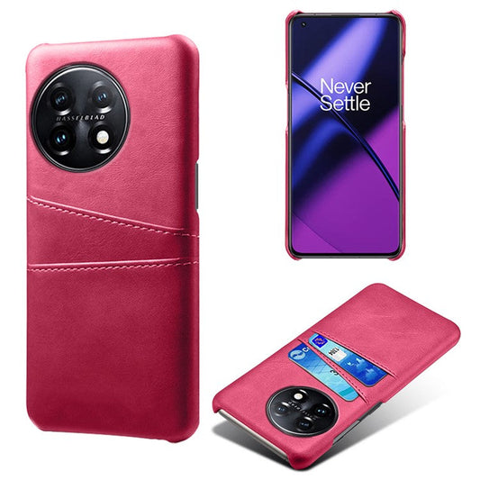 For OnePlus 11 5G Slim Phone Case with Dual Card Slots Shockproof Non-slip Cell Phone Cover - Rose