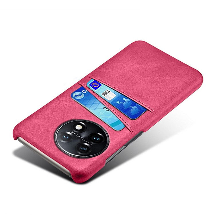 For OnePlus 11 5G Slim Phone Case with Dual Card Slots Shockproof Non-slip Cell Phone Cover - Rose