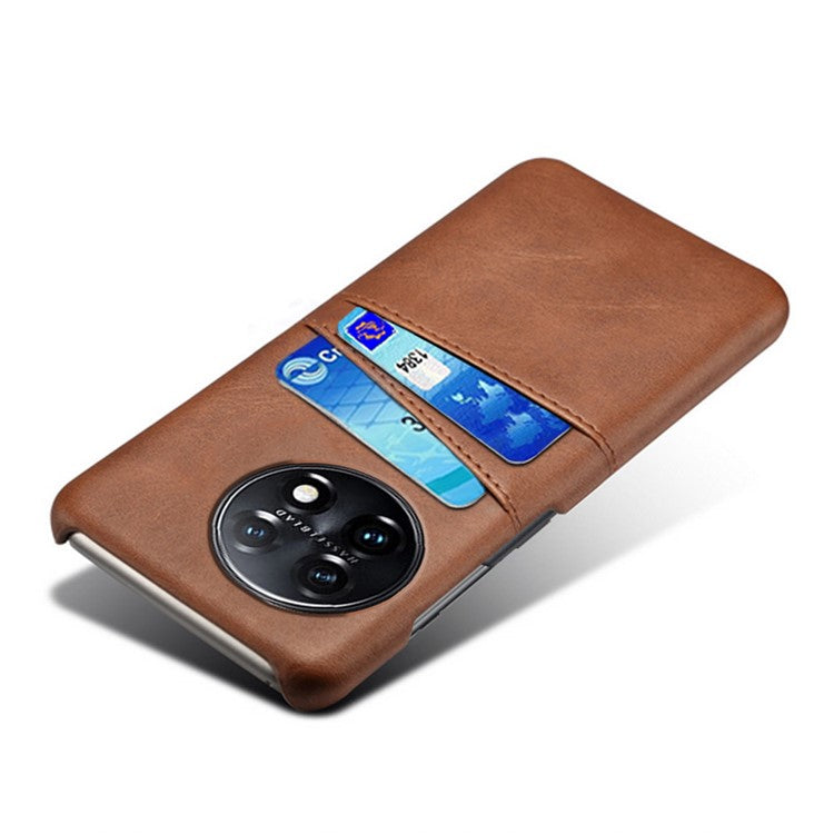 For OnePlus 11 5G Slim Phone Case with Dual Card Slots Shockproof Non-slip Cell Phone Cover - Brown
