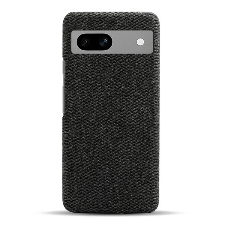 For Google Pixel 7a Non-slip Slim Smartphone Case Solid Color Anti-scratch Hard PC+Cloth Phone Cover - Black