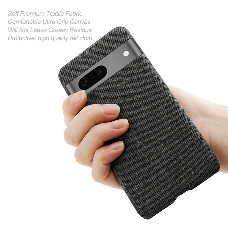 For Google Pixel 7a Non-slip Slim Smartphone Case Solid Color Anti-scratch Hard PC+Cloth Phone Cover - Brown