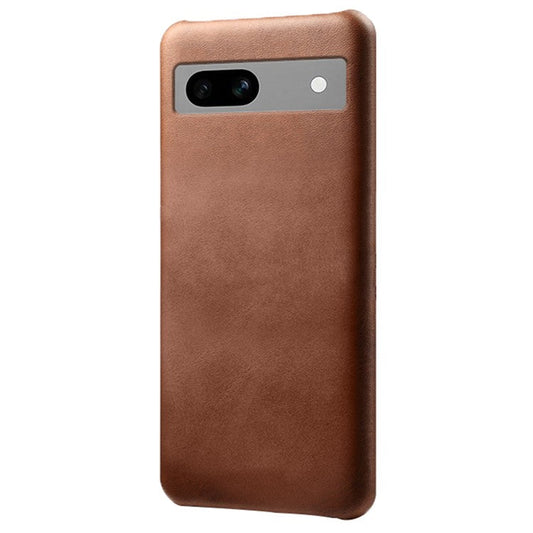 Protective Phone Cover for Google Pixel 7a, PU Leather Coated PC Calf Textured Shockproof Slim Mobile Phone Case - Brown