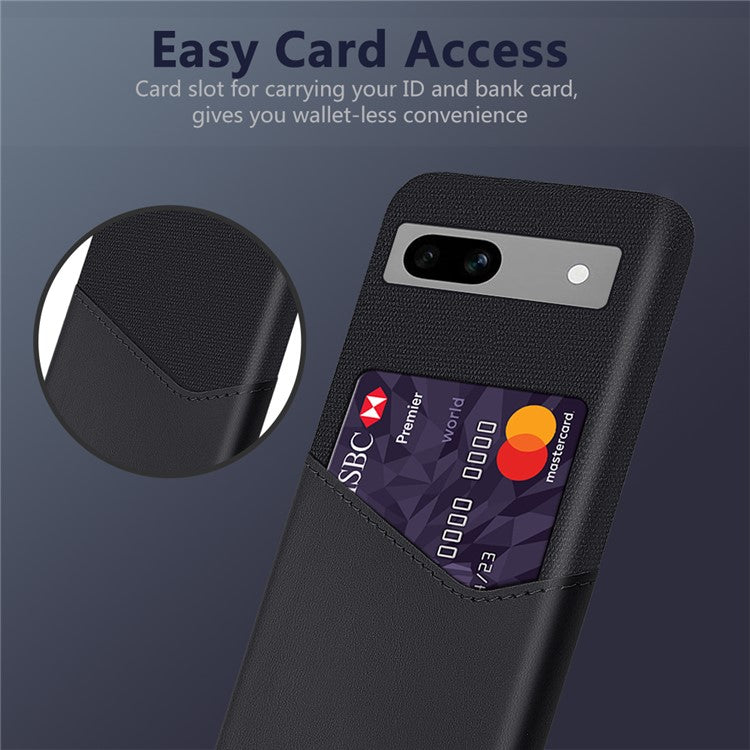 Anti-fall Phone Cover Card Holder For Google Pixel 7a, Cloth Texture Slim Protective Mobile Phone Case - Black