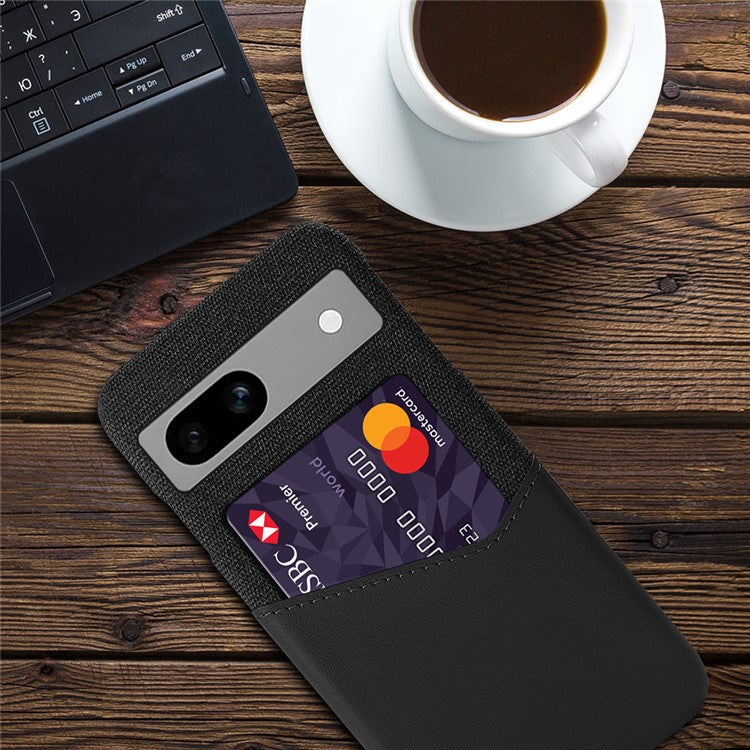 Anti-fall Phone Cover Card Holder For Google Pixel 7a, Cloth Texture Slim Protective Mobile Phone Case - Black