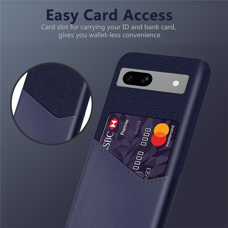 Anti-fall Phone Cover Card Holder For Google Pixel 7a, Cloth Texture Slim Protective Mobile Phone Case - Blue