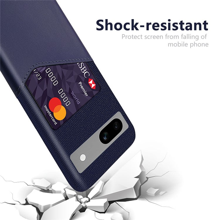 Anti-fall Phone Cover Card Holder For Google Pixel 7a, Cloth Texture Slim Protective Mobile Phone Case - Blue