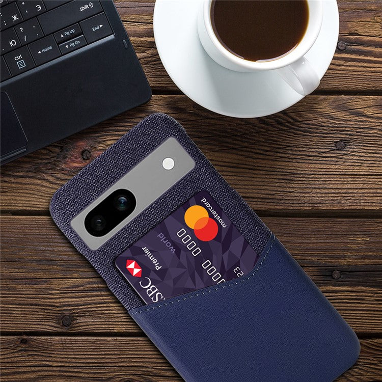 Anti-fall Phone Cover Card Holder For Google Pixel 7a, Cloth Texture Slim Protective Mobile Phone Case - Blue