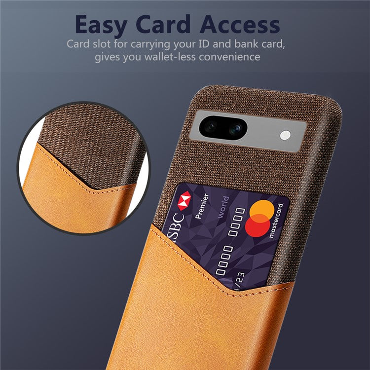 Anti-fall Phone Cover Card Holder For Google Pixel 7a, Cloth Texture Slim Protective Mobile Phone Case - Brown