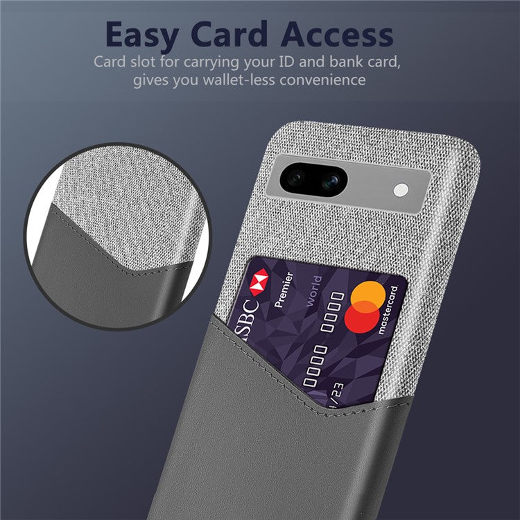 Anti-fall Phone Cover Card Holder For Google Pixel 7a, Cloth Texture Slim Protective Mobile Phone Case - Grey