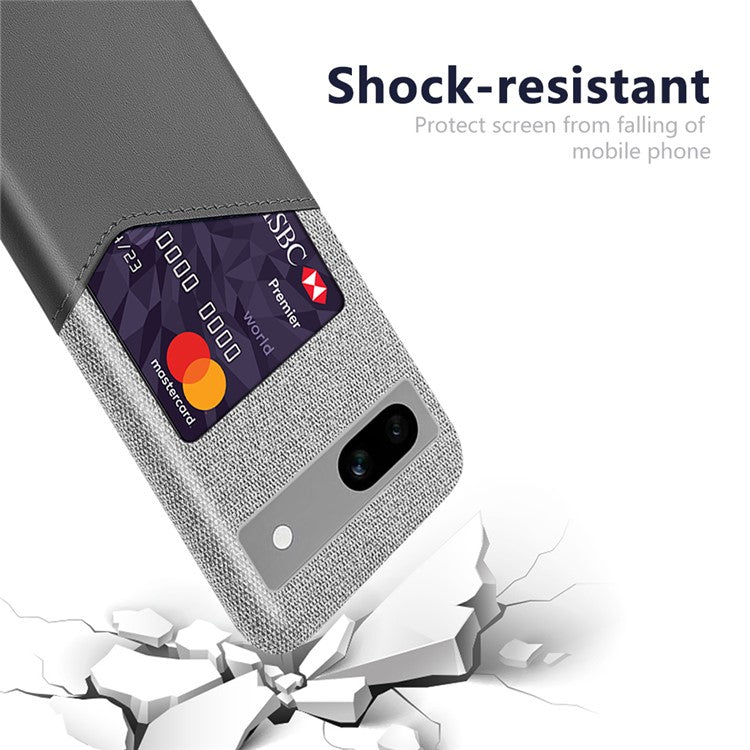 Anti-fall Phone Cover Card Holder For Google Pixel 7a, Cloth Texture Slim Protective Mobile Phone Case - Grey