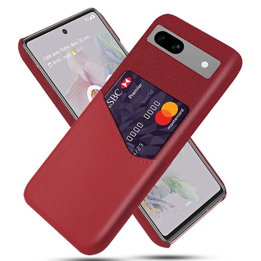 Anti-fall Phone Cover Card Holder For Google Pixel 7a, Cloth Texture Slim Protective Mobile Phone Case - Red