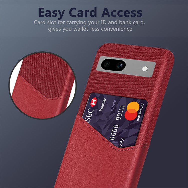 Anti-fall Phone Cover Card Holder For Google Pixel 7a, Cloth Texture Slim Protective Mobile Phone Case - Red