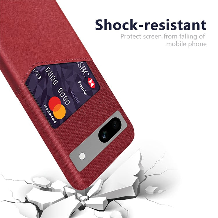 Anti-fall Phone Cover Card Holder For Google Pixel 7a, Cloth Texture Slim Protective Mobile Phone Case - Red
