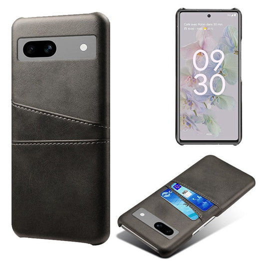For Google Pixel 7a Mobile Phone Cover Card Holder Plastic + PU Leather Anti-fall Phone Case - Black
