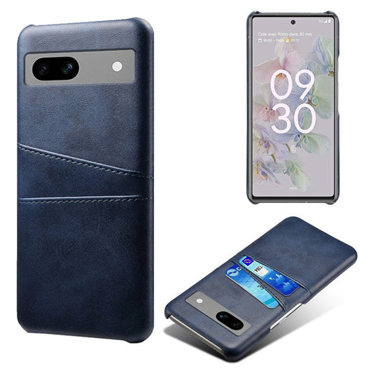 For Google Pixel 7a Mobile Phone Cover Card Holder Plastic + PU Leather Anti-fall Phone Case - Blue
