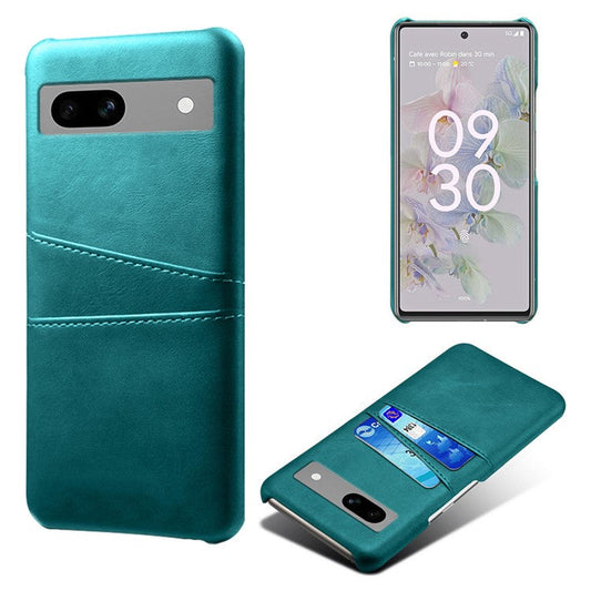 For Google Pixel 7a Mobile Phone Cover Card Holder Plastic + PU Leather Anti-fall Phone Case - Green