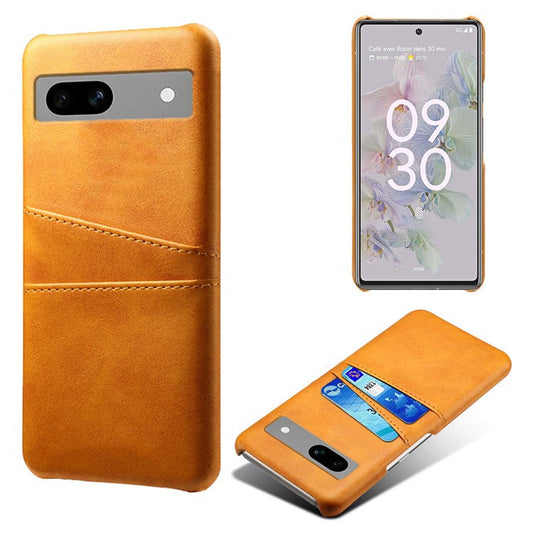 For Google Pixel 7a Mobile Phone Cover Card Holder Plastic + PU Leather Anti-fall Phone Case - Orange