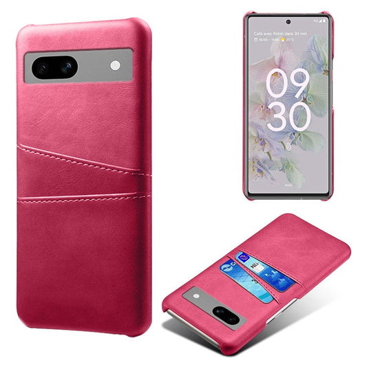 For Google Pixel 7a Mobile Phone Cover Card Holder Plastic + PU Leather Anti-fall Phone Case - Rose