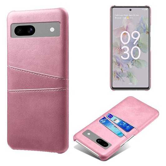 For Google Pixel 7a Mobile Phone Cover Card Holder Plastic + PU Leather Anti-fall Phone Case - Rose Gold