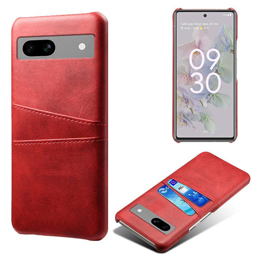 For Google Pixel 7a Mobile Phone Cover Card Holder Plastic + PU Leather Anti-fall Phone Case - Red